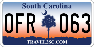 SC license plate OFR063