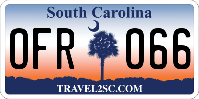 SC license plate OFR066