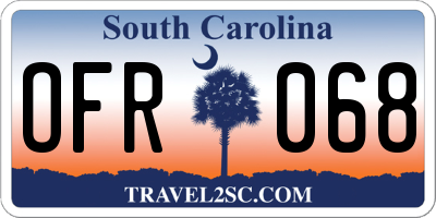 SC license plate OFR068