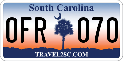 SC license plate OFR070