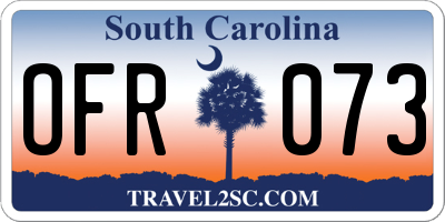 SC license plate OFR073