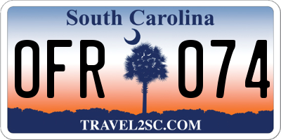 SC license plate OFR074
