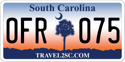 SC license plate OFR075