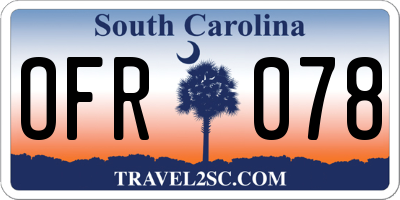 SC license plate OFR078