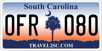 SC license plate OFR080