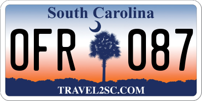 SC license plate OFR087