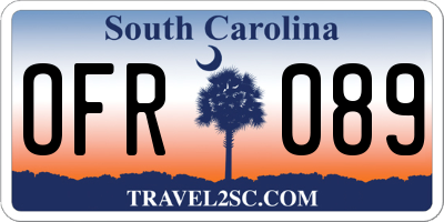 SC license plate OFR089