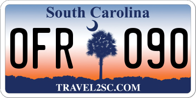 SC license plate OFR090