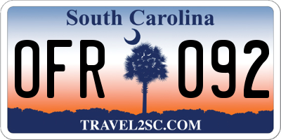 SC license plate OFR092