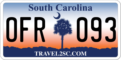 SC license plate OFR093
