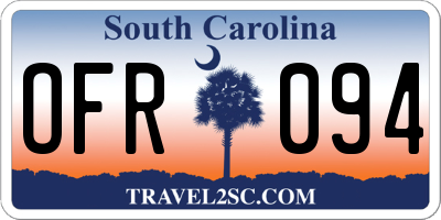 SC license plate OFR094