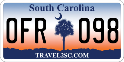 SC license plate OFR098