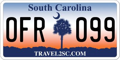 SC license plate OFR099