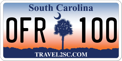 SC license plate OFR100