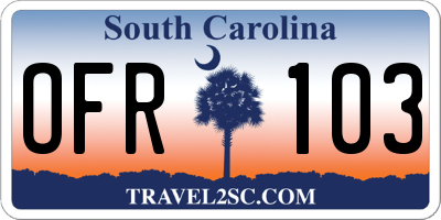 SC license plate OFR103