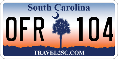 SC license plate OFR104