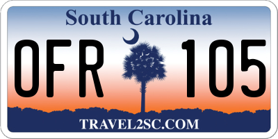 SC license plate OFR105