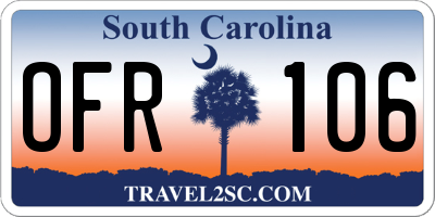 SC license plate OFR106