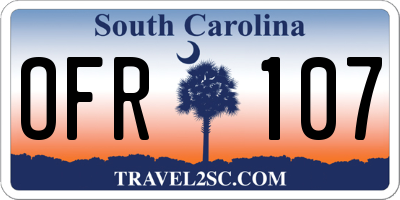 SC license plate OFR107