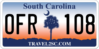 SC license plate OFR108