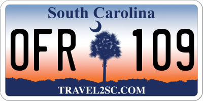 SC license plate OFR109