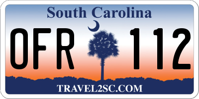 SC license plate OFR112