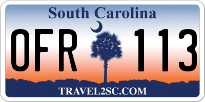 SC license plate OFR113