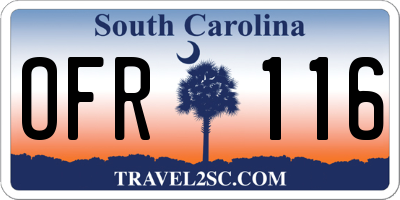 SC license plate OFR116