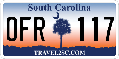 SC license plate OFR117
