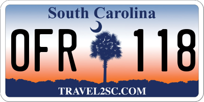 SC license plate OFR118