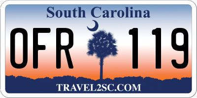 SC license plate OFR119