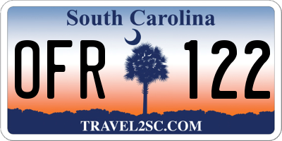SC license plate OFR122