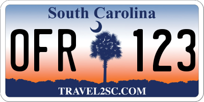 SC license plate OFR123