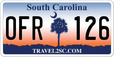 SC license plate OFR126