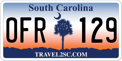 SC license plate OFR129