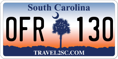 SC license plate OFR130