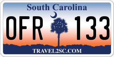 SC license plate OFR133