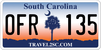 SC license plate OFR135