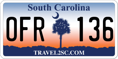 SC license plate OFR136