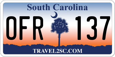 SC license plate OFR137