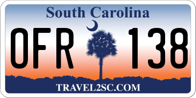 SC license plate OFR138