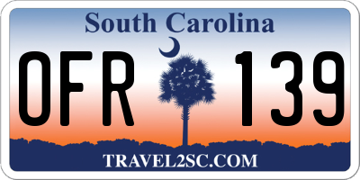 SC license plate OFR139