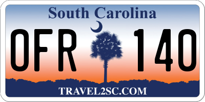 SC license plate OFR140