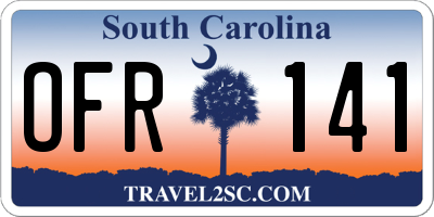 SC license plate OFR141
