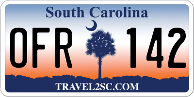SC license plate OFR142