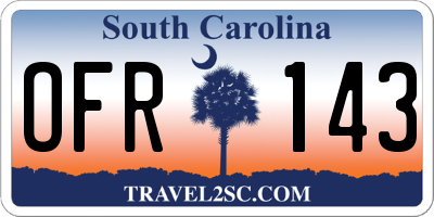 SC license plate OFR143