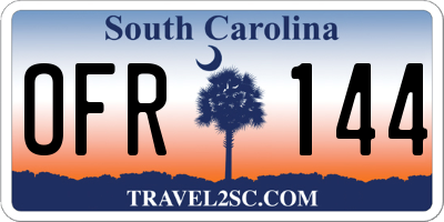 SC license plate OFR144