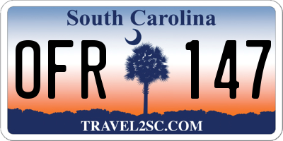 SC license plate OFR147