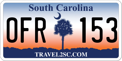 SC license plate OFR153