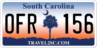 SC license plate OFR156